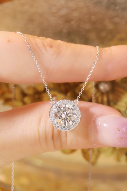 10K gold Radiant Halo · 2ct Lab Grown Diamond Pendant with 0.18ct Accent