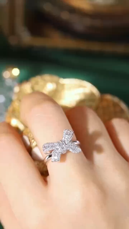 18K Gold 0.5ct Natural Diamond Butterfly Ring Luxury Wedding Jewelry for Women