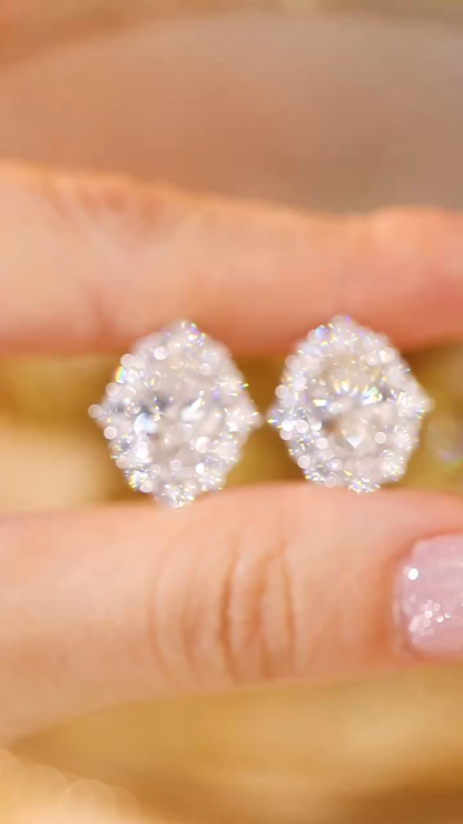 10k gold diamond earrings, 6.70ct lab-grown diamonds, luxurious earrings