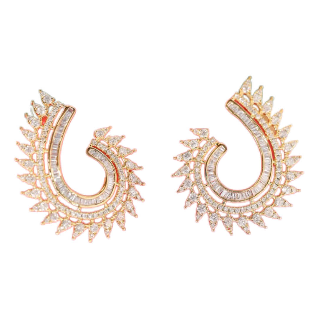 18k Gold Earrings, Studded with 1.10ct Natural Diamond 