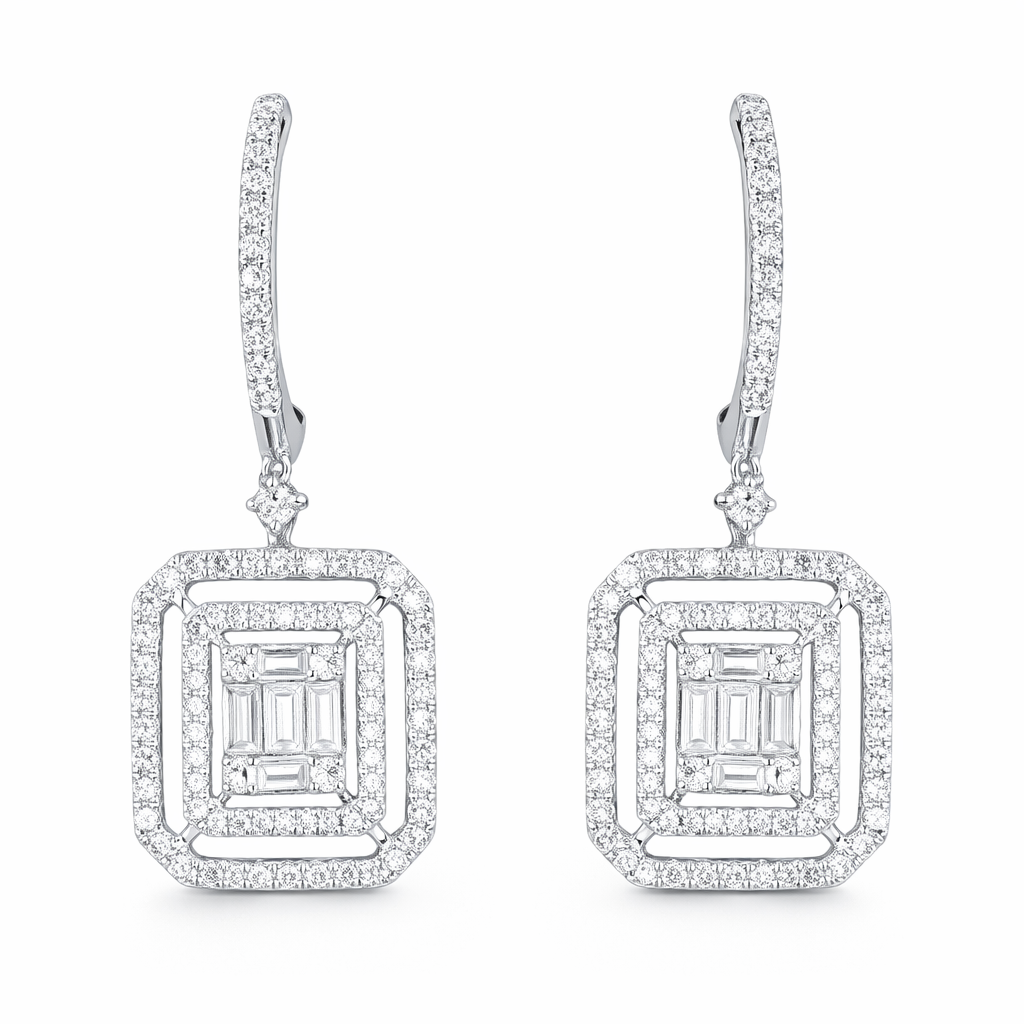 Leaves 18K Gold Natural Diamond Stud Earrings | Cluster-Set 0.24CT Diamonds