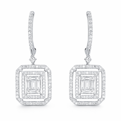 18k Gold Earrings, Studded with 1.16ct Natural Diamond 