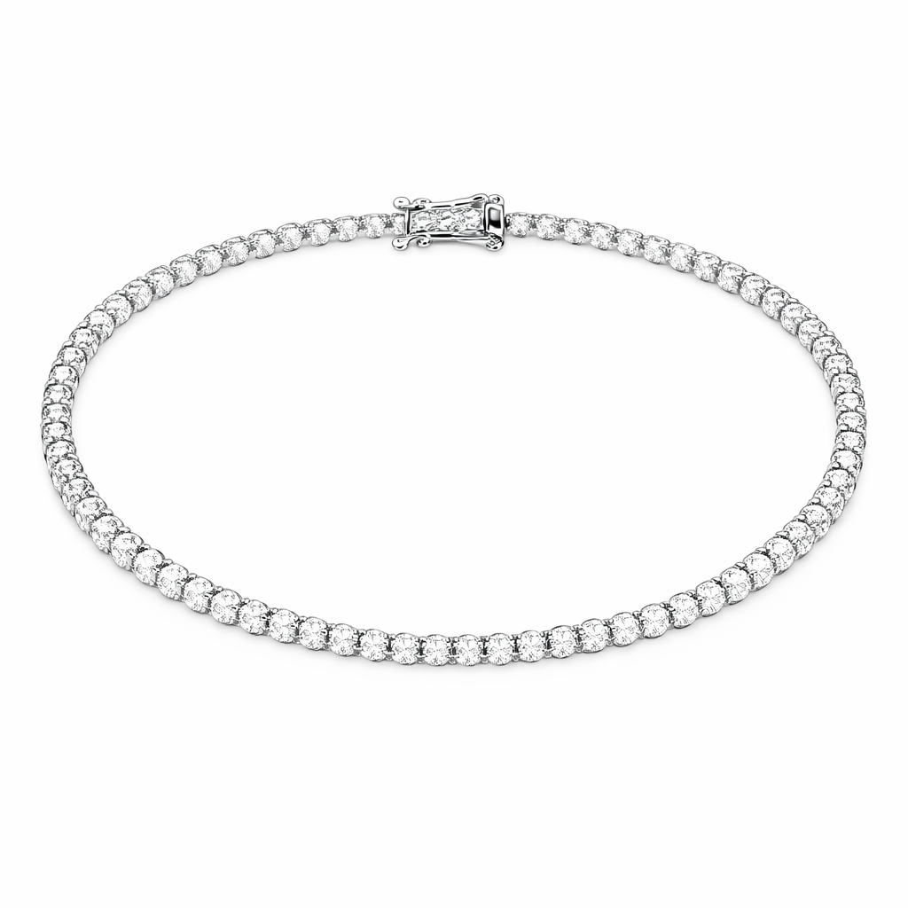 18k gold bracelet with natural diamonds; available in sizes of 1ct and 2ct; designed as a tennis bracelet.
