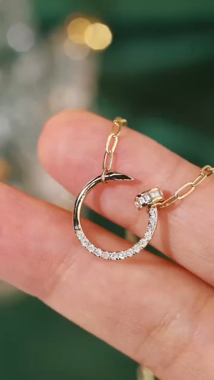 18k Gold Diamond Necklace with Prong Setting, Natural Diamond 0.18ct