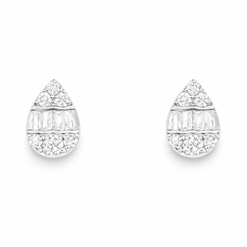 18k Gold Earrings, Studded with 0.20ct Natural Diamond 