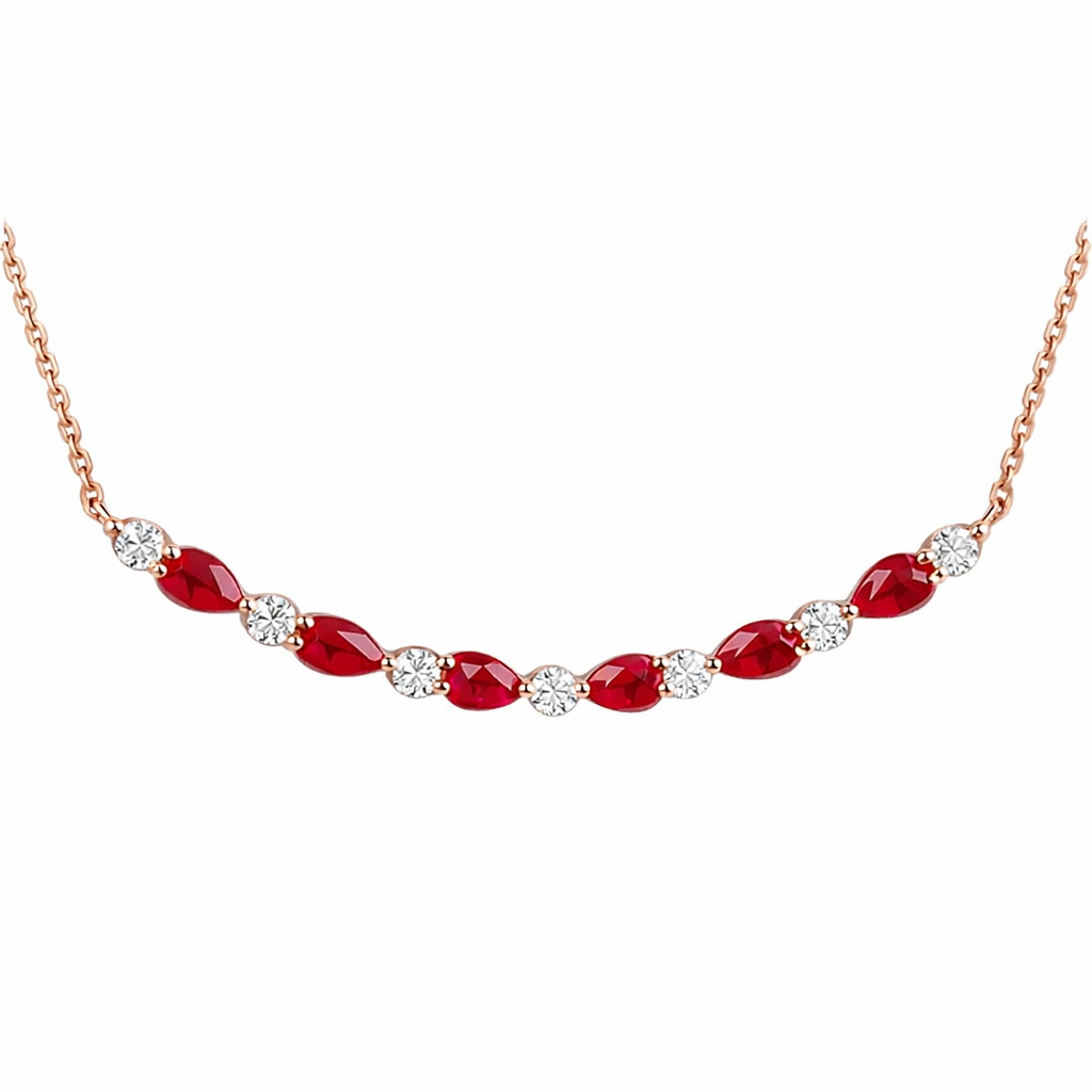 18-karat gold necklace set with 1.15-carat ruby and 0.38-carat diamond.