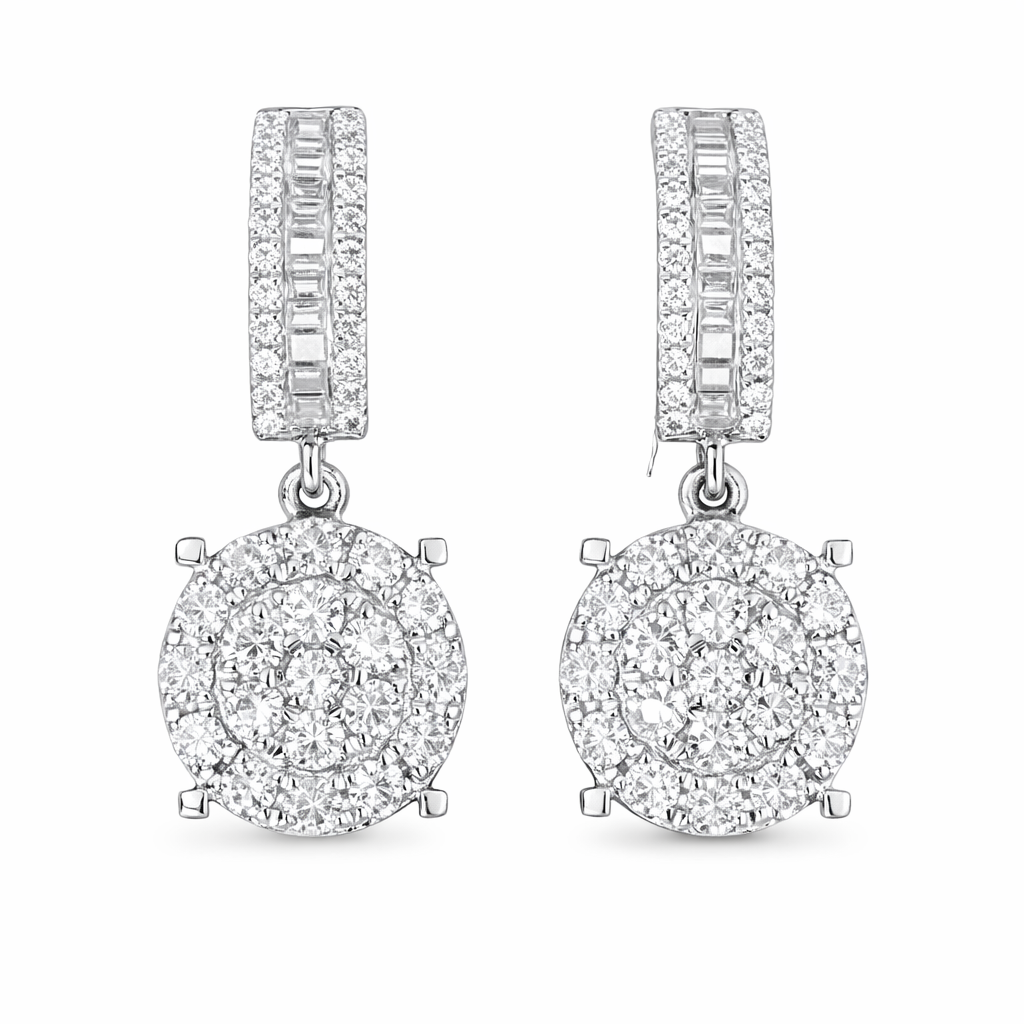 18k Gold Earrings Studded with 0.76ct Natural Diamond