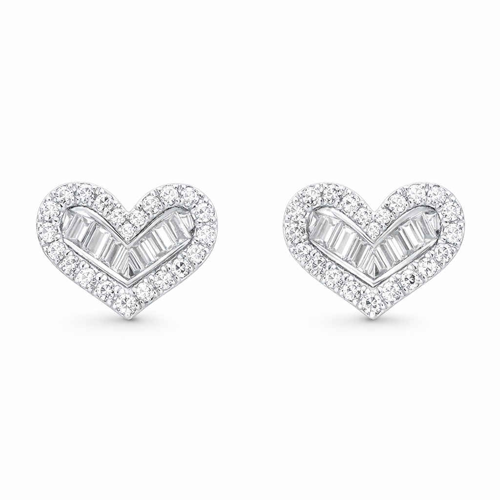 18k Gold Earrings, Studded with 0.22ct Natural Diamond 