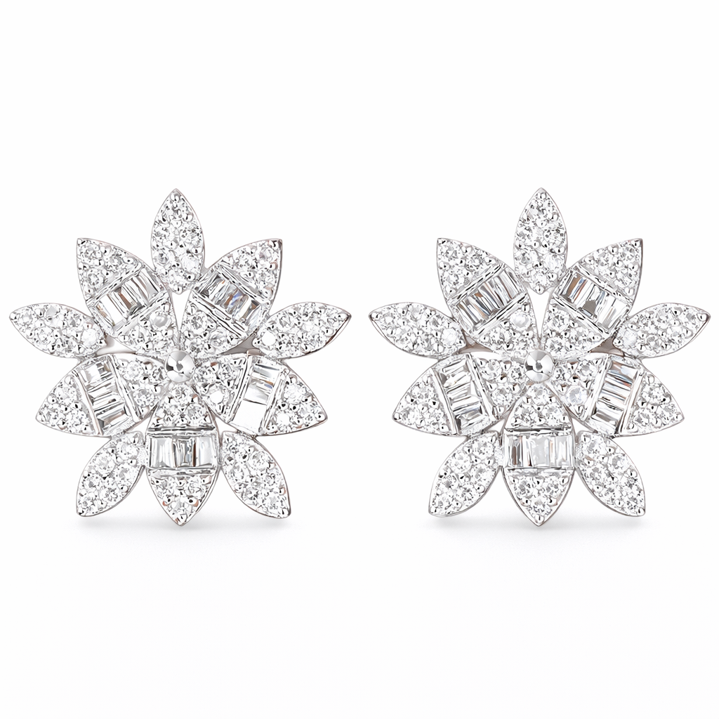  18k Gold Earrings, Studded with 0.50ct Natural Diamond 