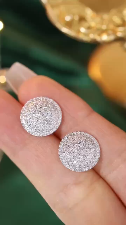 18K Gold Natural Diamond Stud Earrings | Cluster-Set 1.00 CTW Diamonds