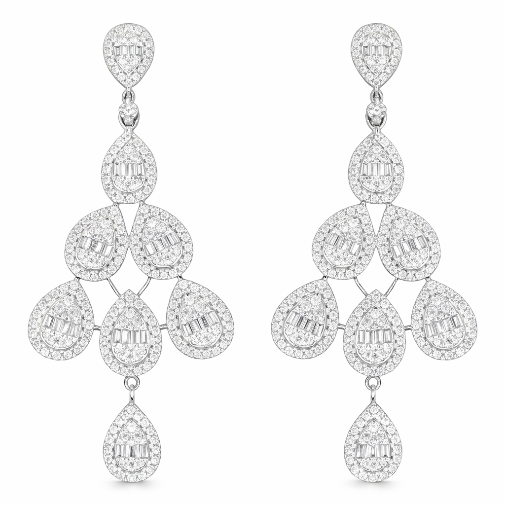 Leaves 18K Gold Natural Diamond Stud Earrings | Cluster-Set 0.24CT Diamonds