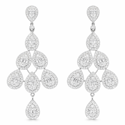 18k Gold Earrings, Studded with 1.80ct Natural Diamond 
