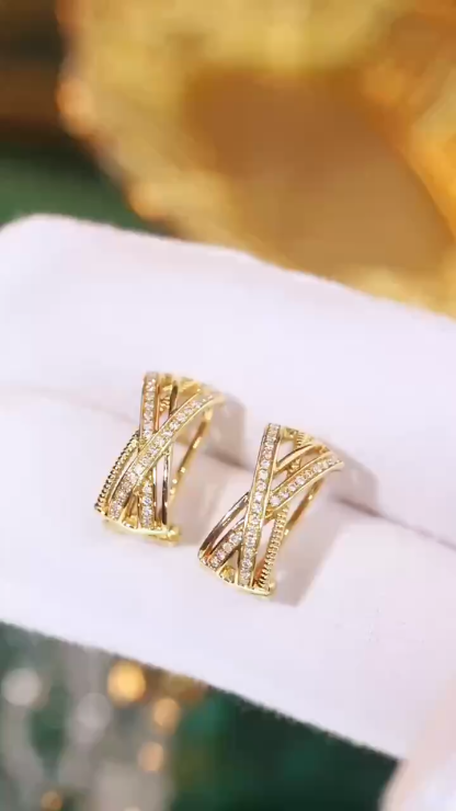  18k Gold Earrings, Studded with 0.20ct Natural Diamond 