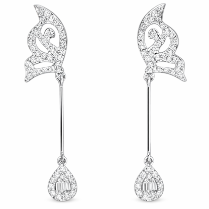 18k Gold Earrings with Butterfly Wing Design, Inlaid with 0.76ct Natural Diamond