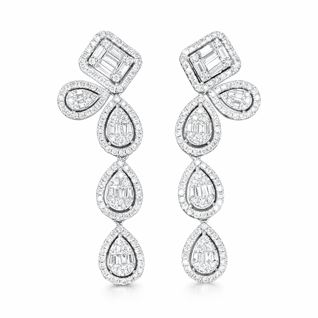 Leaves 18K Gold Natural Diamond Stud Earrings | Cluster-Set 0.24CT Diamonds