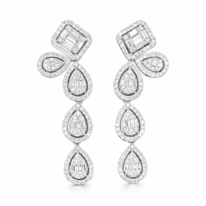 18k Gold Earrings, Studded with 1.50ct Natural Diamond 