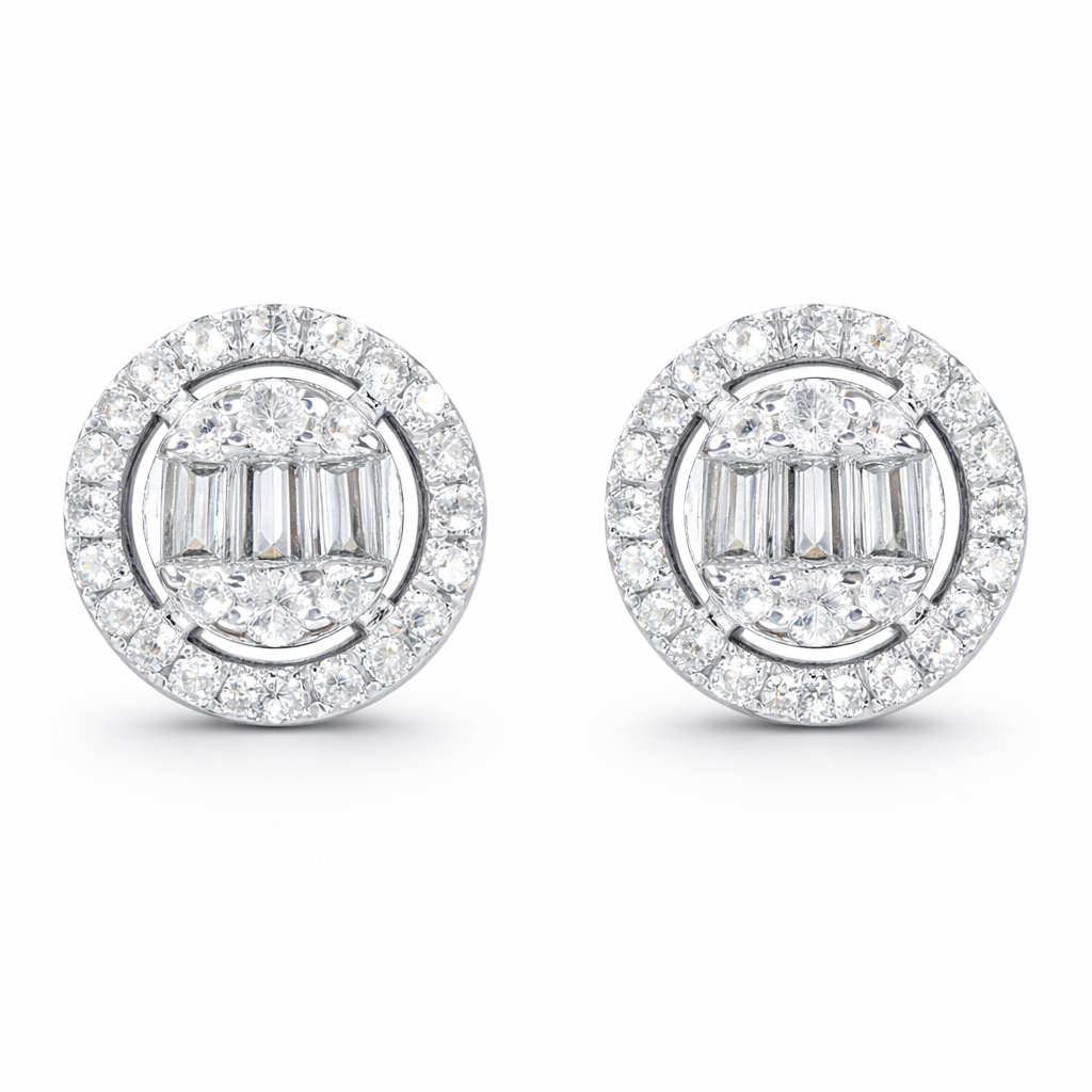 18k Gold Earrings, Studded with 0.26ct Natural Diamond 