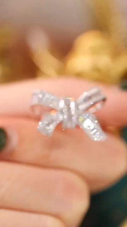 18K Gold 1.0ct Natural Diamond Butterfly Ring Luxury Wedding Jewelry for Women