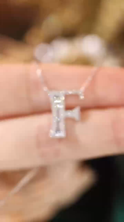 18k Gold Necklace with the Letter "F" Inlaid with 0.35ct Natural Diamond