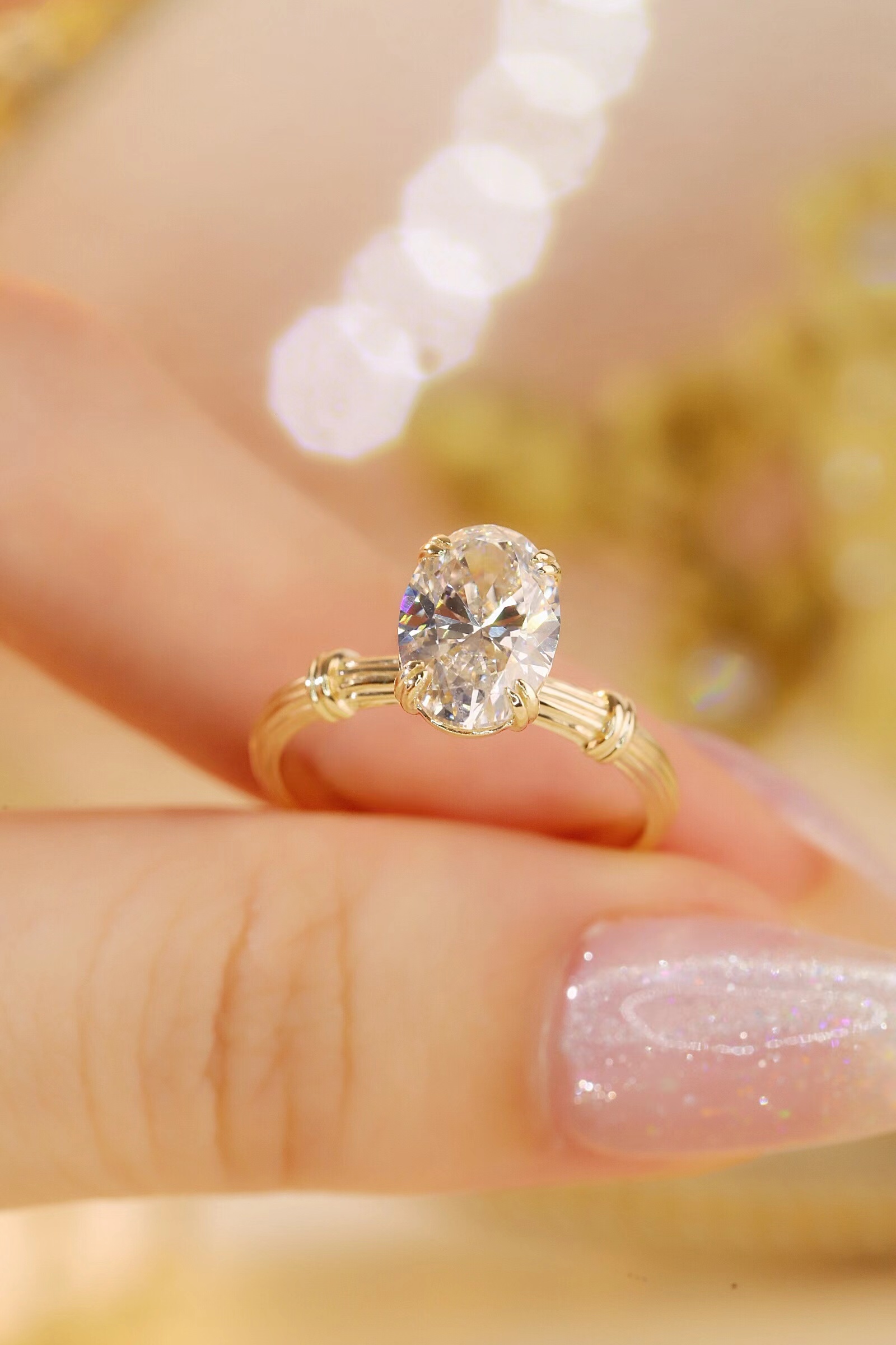 [Copy]10K Gold 1ct Antique Engraved Floral Engagement Ring
