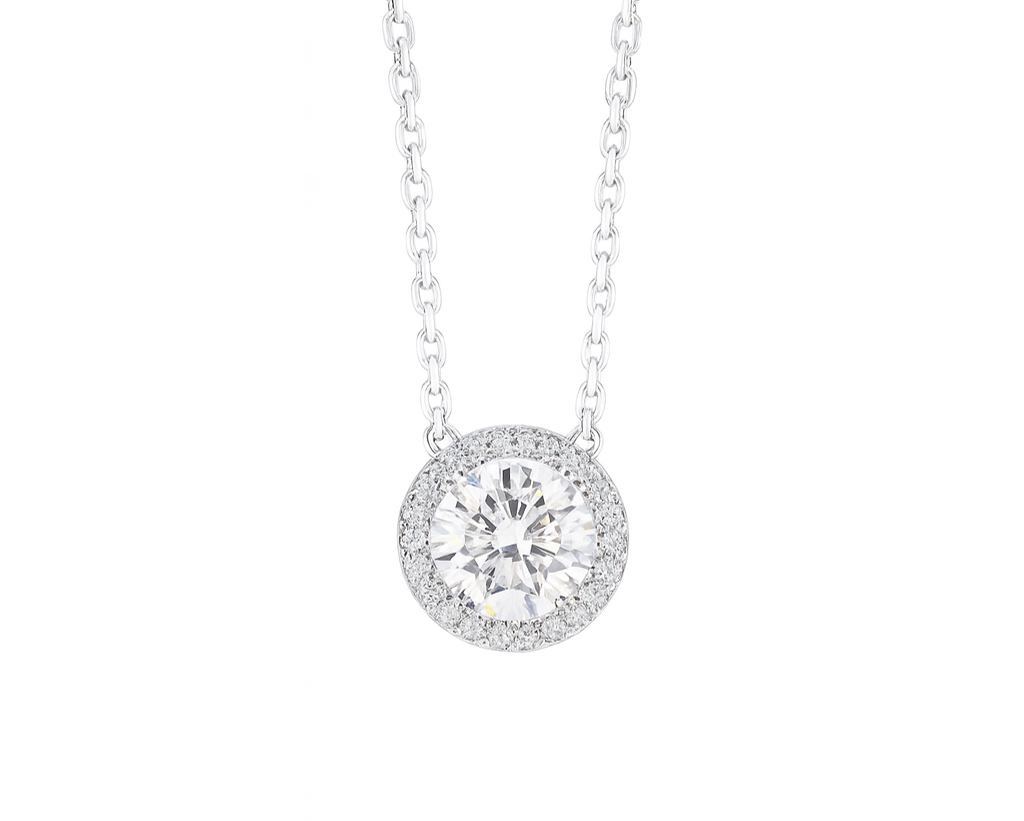 10K gold Radiant Halo · 2ct Lab Grown Diamond Pendant with 0.18ct Accent