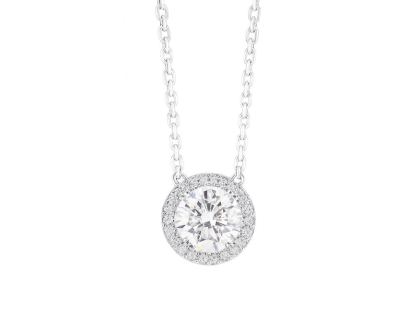10K gold Radiant Halo · 2ct Lab Grown Diamond Pendant with 0.18ct Accent