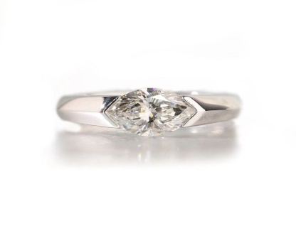 Trendy 10K Gold 1ct Lab-Grown Marquise Ring, Bezel Slim Band, Stylish Date & Party Wear