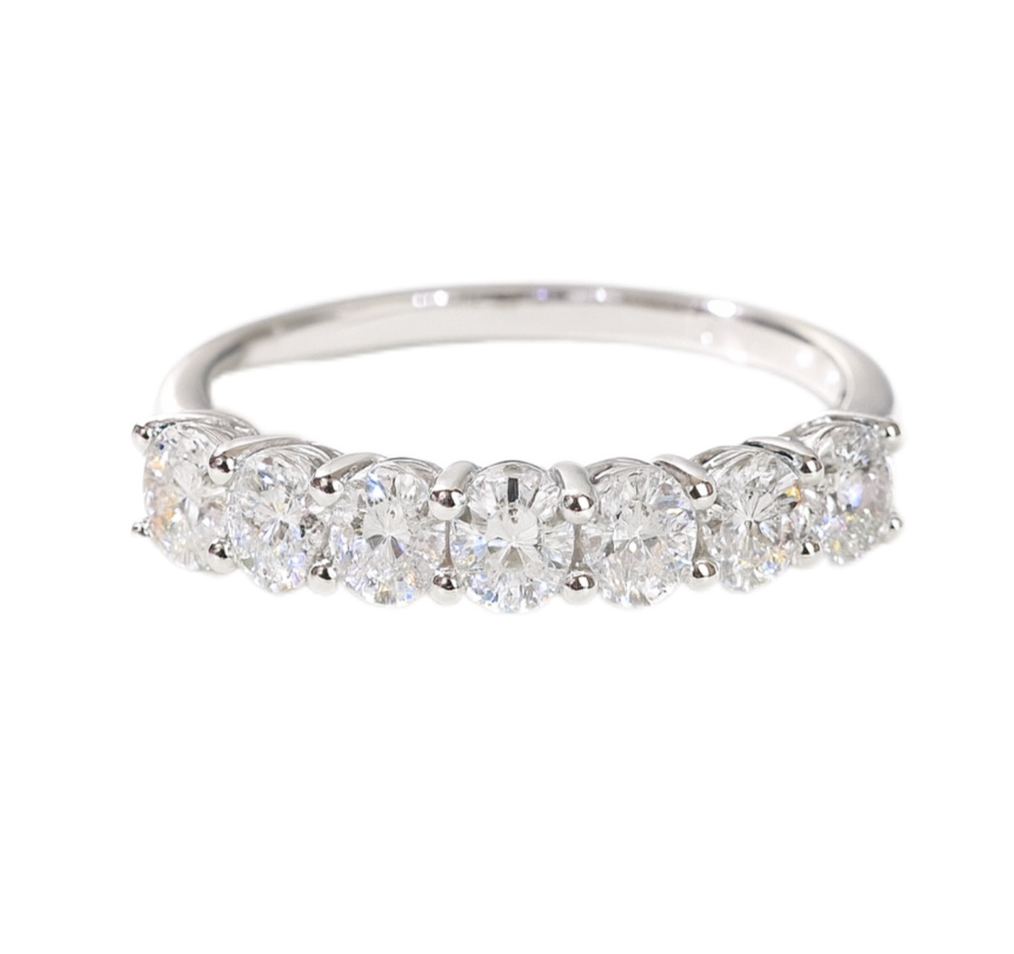 7-Stone Half Circle Oval Cut Ring 1CT - 10K Solid Gold Daily Wear Jewelry