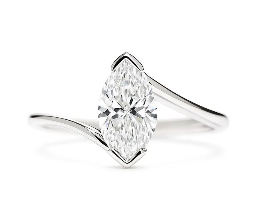 10K Gold Graceful Lines · 1ct Marquise Cut Floating Diamond Ring