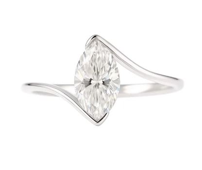 10K Gold Marquise Grace · 2ct Lab Grown Marquise Cut Diamond Bezel Corner Ring