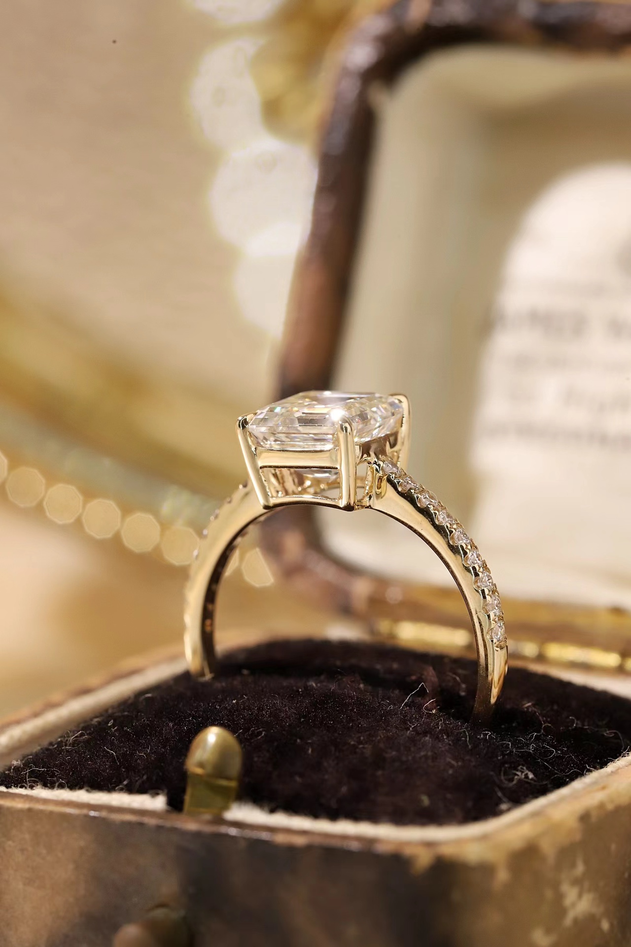 Antique Engraved Floral Engagement Ring