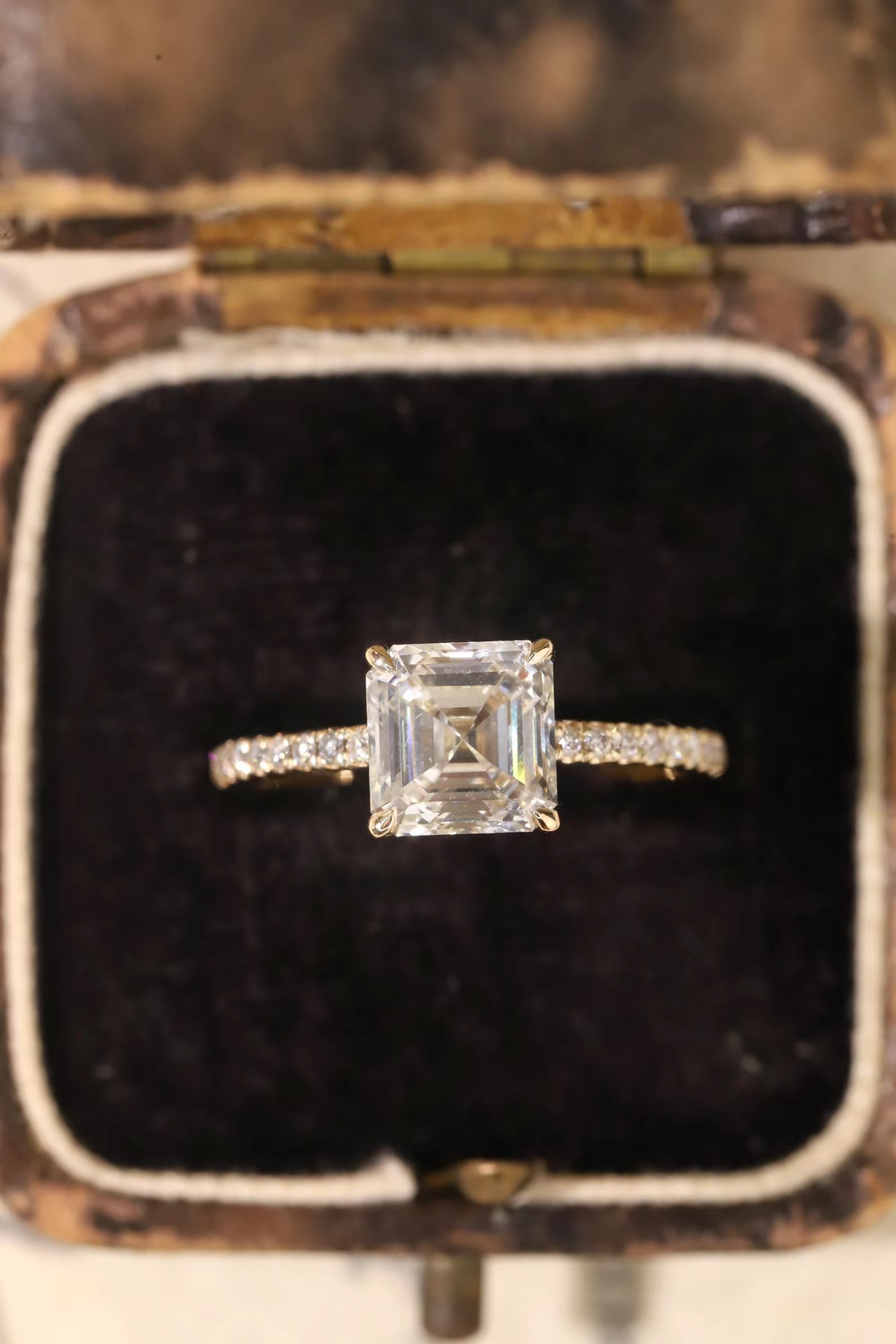 Antique Engraved Floral Engagement Ring