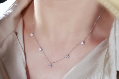 10Kgold Elegant Sparkle · 1ct Five-Stone Lab Grown Diamond Necklace