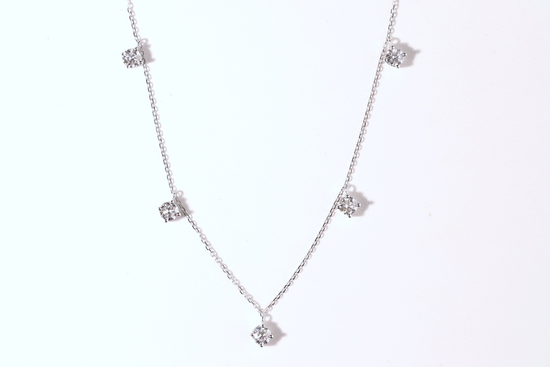 10Kgold Elegant Sparkle · 1ct Five-Stone Lab Grown Diamond Necklace
