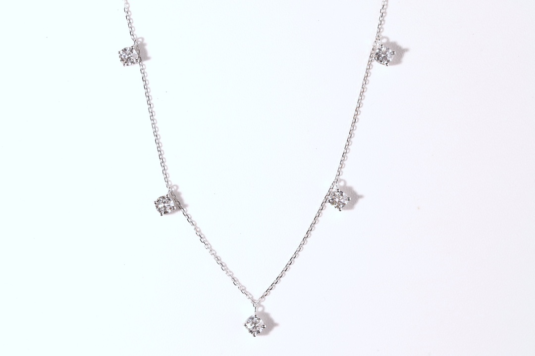 10Kgold Elegant Sparkle · 1ct Five-Stone Lab Grown Diamond Necklace