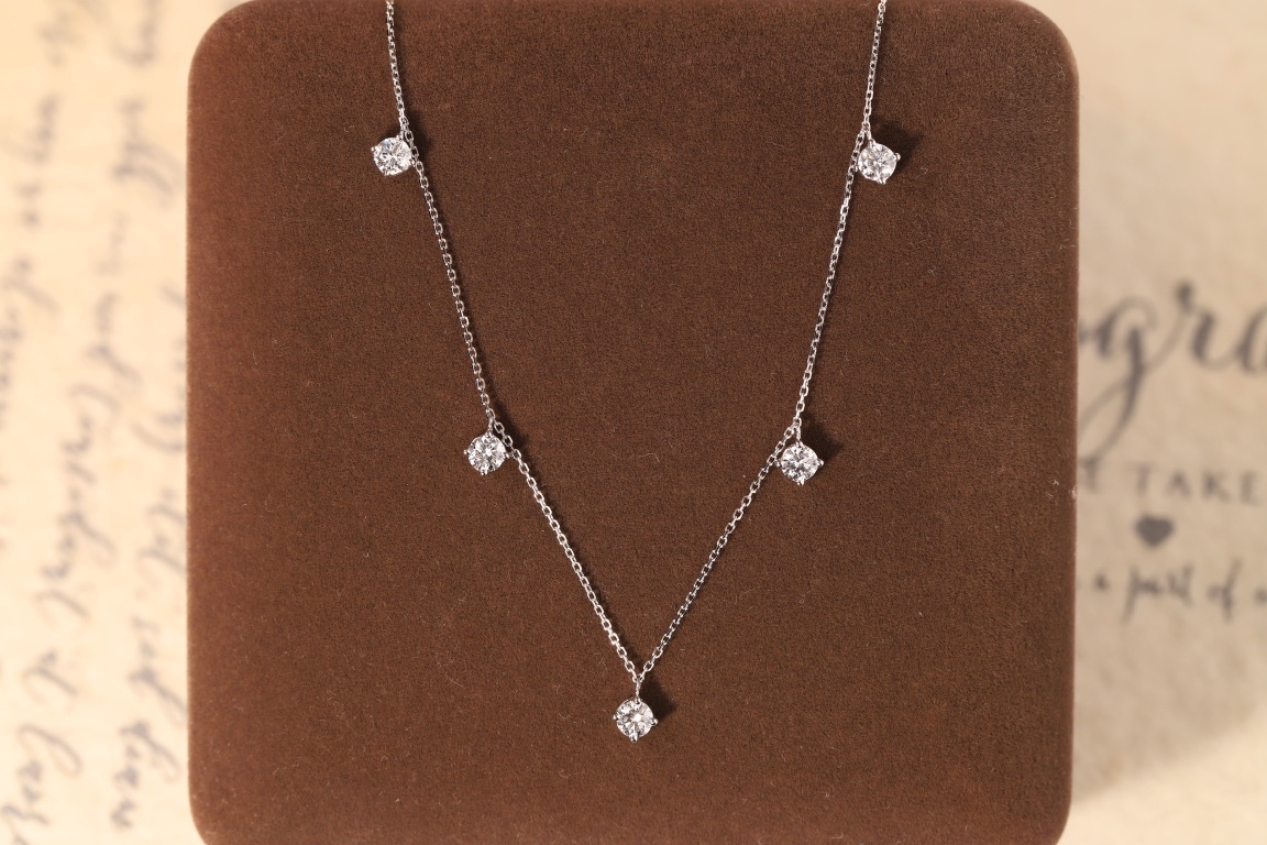 10Kgold Elegant Sparkle · 1ct Five-Stone Lab Grown Diamond Necklace