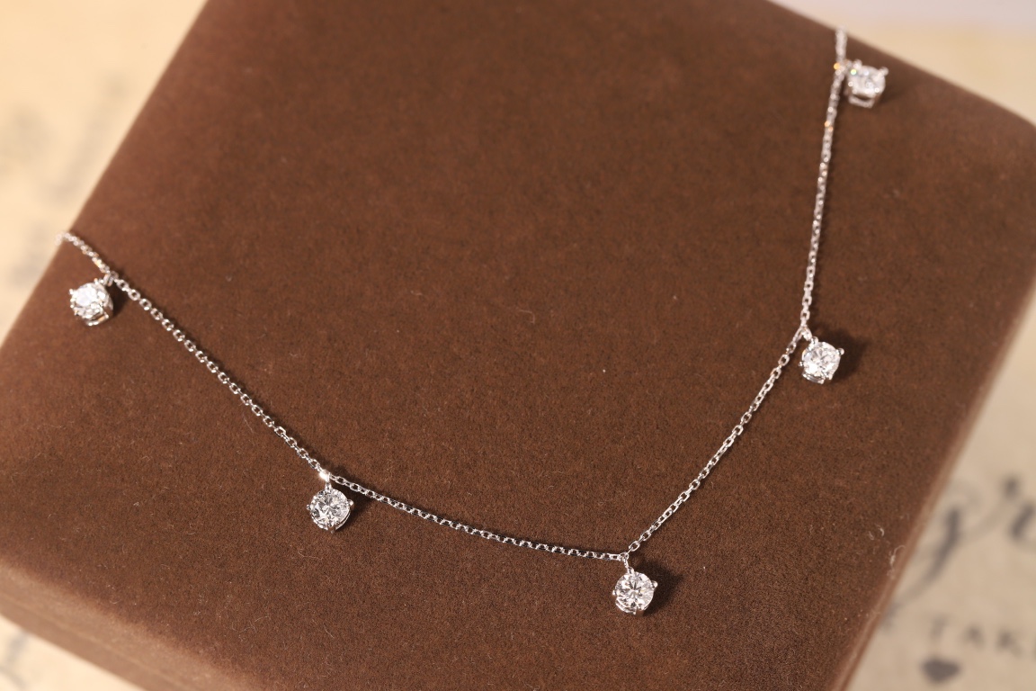 10Kgold Elegant Sparkle · 1ct Five-Stone Lab Grown Diamond Necklace