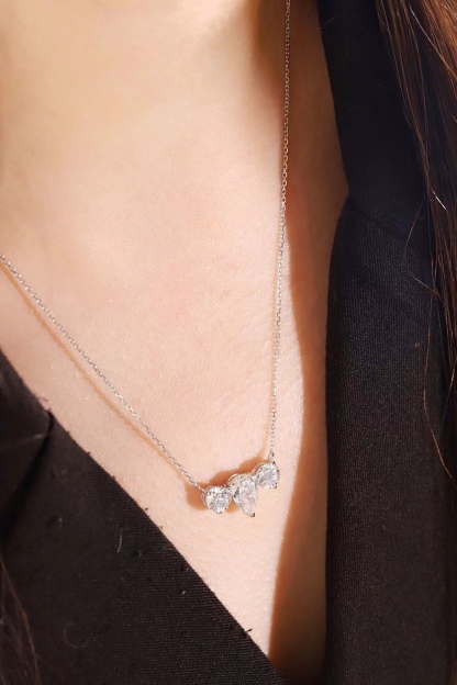 10K Gold Trilliant Necklace · 3-Stone Design with 1.05ct Pear & 0.50ct Round Lab Grown Diamonds