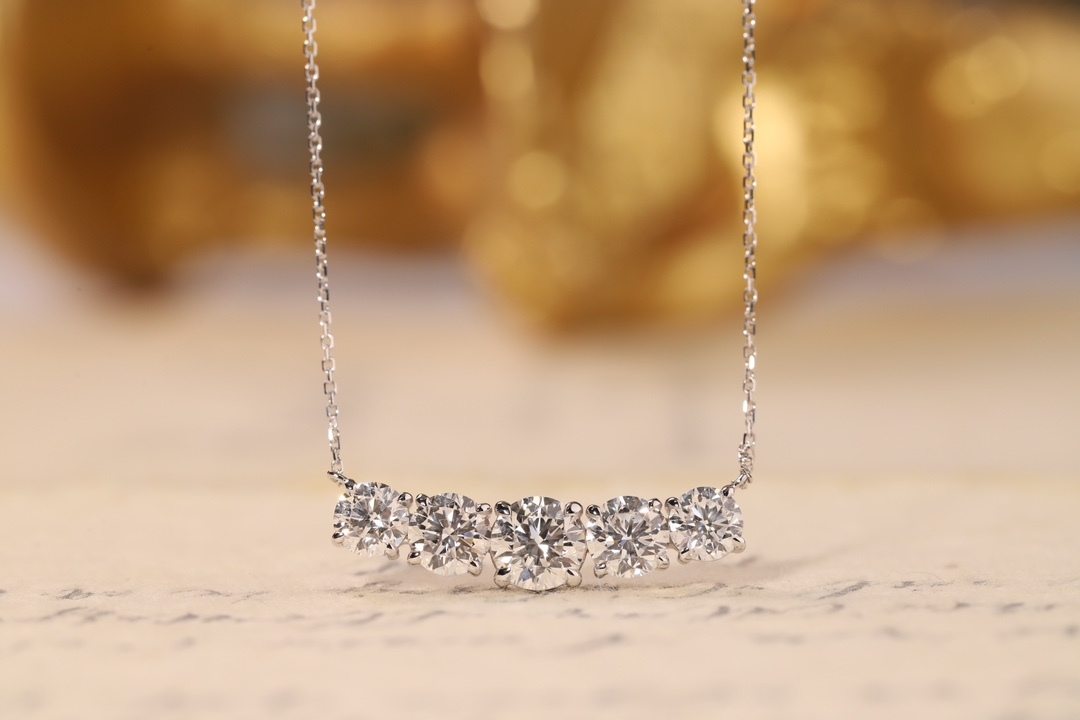 10K gold Smiling Radiance · 3.40ct Lab Grown Diamond Five-Stone Necklace