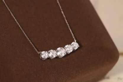 10K gold Smiling Radiance · 3.40ct Lab Grown Diamond Five-Stone Necklace