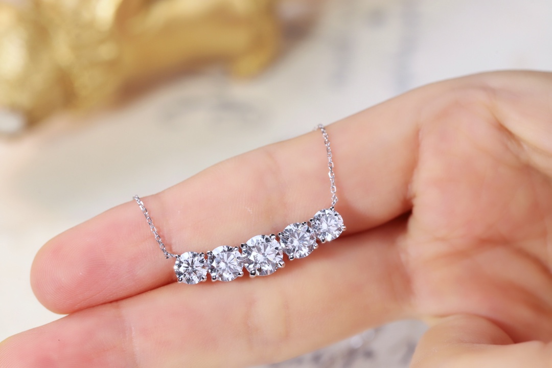 10K gold Smiling Radiance · 3.40ct Lab Grown Diamond Five-Stone Necklace