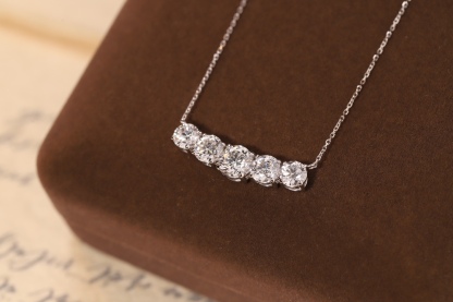 10K gold Smiling Radiance · 3.40ct Lab Grown Diamond Five-Stone Necklace