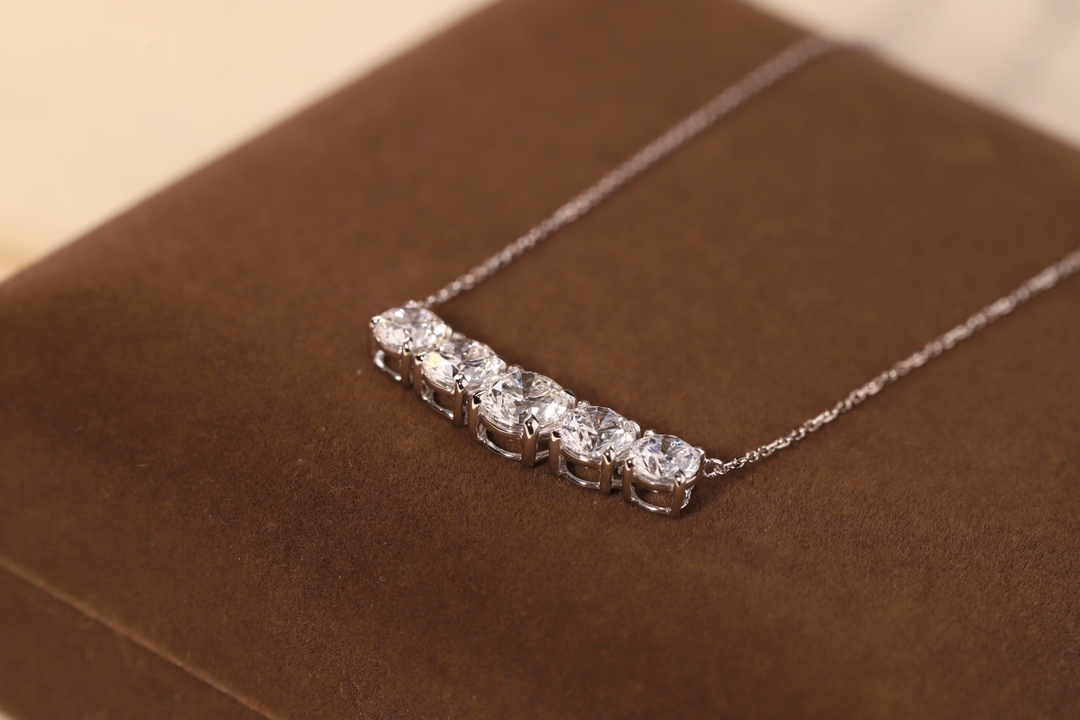 10K gold Smiling Radiance · 3.40ct Lab Grown Diamond Five-Stone Necklace
