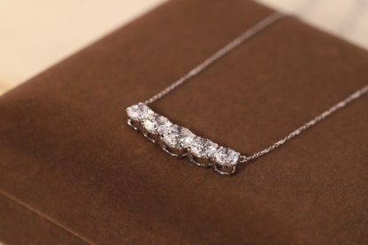 10K gold Smiling Radiance · 3.40ct Lab Grown Diamond Five-Stone Necklace