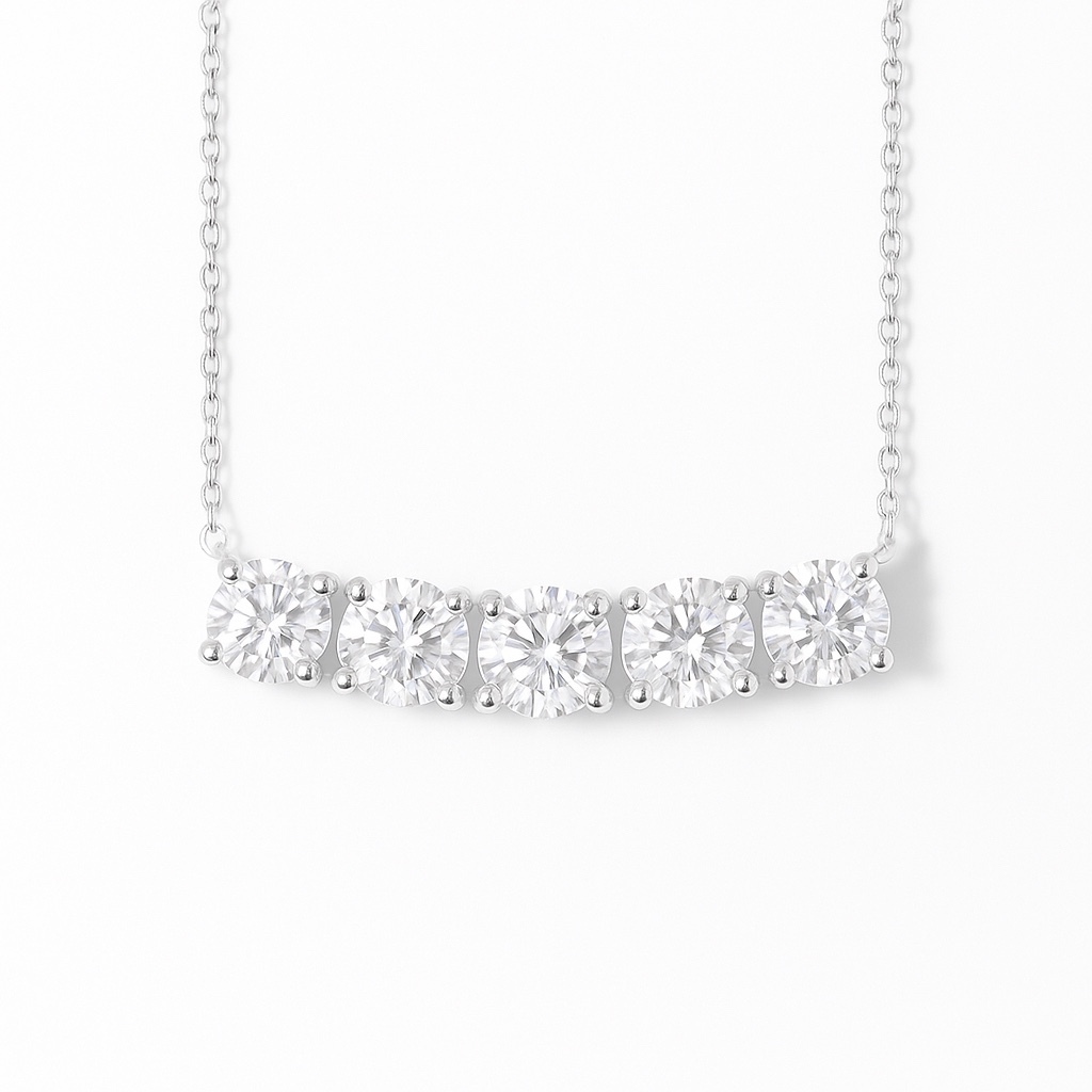 10K gold Smiling Radiance · 3.40ct Lab Grown Diamond Five-Stone Necklace