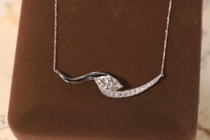 10K gold Timeless Glow · 1ct Marquise Cut Diamond Necklace with 0.30ct Side Stones