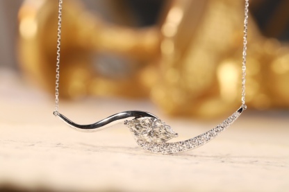 10K gold Timeless Glow · 1ct Marquise Cut Diamond Necklace with 0.30ct Side Stones