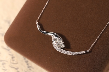 10K gold Timeless Glow · 1ct Marquise Cut Diamond Necklace with 0.30ct Side Stones