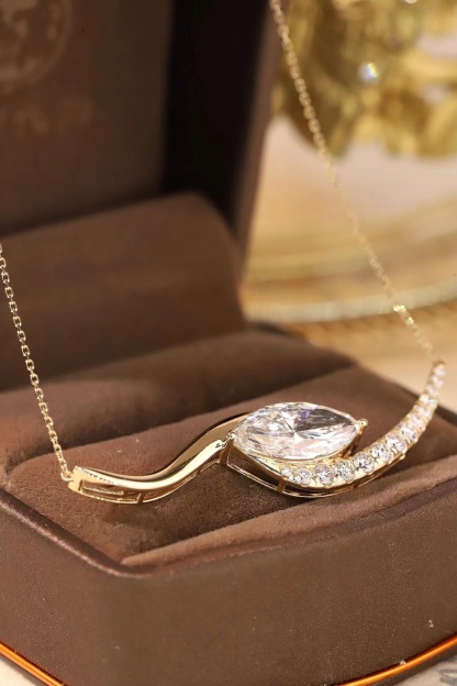 10K gold Timeless Glow · 1ct Marquise Cut Diamond Necklace with 0.30ct Side Stones
