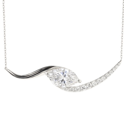 10K gold Timeless Glow · 1ct Marquise Cut Diamond Necklace with 0.30ct Side Stones